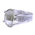 Green Amethyst Halo African 92.5 Silver Green Gems Tiny Abstract Ring Jewellery