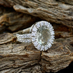 Green Amethyst Halo Moroccan 925 Silver Green Gems Eye catching Abstract Ring Jewelry