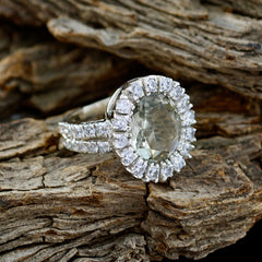 Green Amethyst Halo Moroccan 925 Silver Green Gems Eye catching Abstract Ring Jewelry