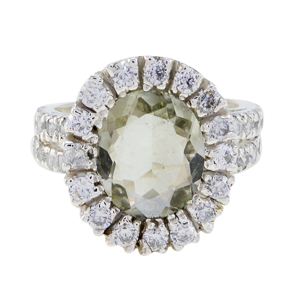 Green Amethyst Halo Moroccan 925 Silver Green Gems Eye catching Abstract Ring Jewelry