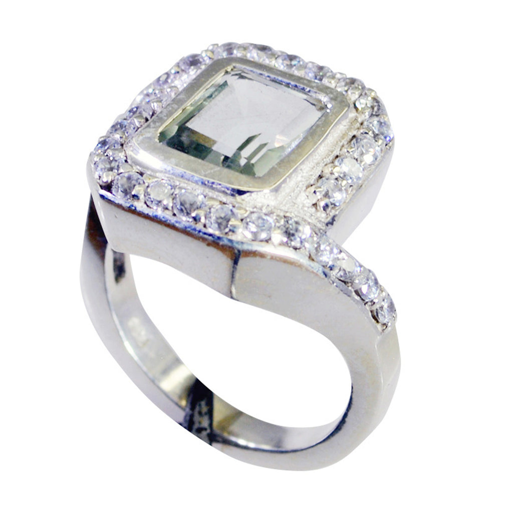 Green Amethyst Halo Indian Silver Green Gemstones Eye catching Modern Ring Jewellery