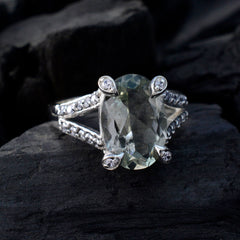 Green Amethyst Halo German Silver Green Gemstone Minimal Feminine Ring Jewellery
