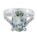 Green Amethyst Halo German Silver Green Gemstone Minimal Feminine Ring Jewellery