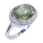 Green Amethyst Halo African 925 Sterling Silver Green Gemstone Versatile Trendy Ring Jewelry