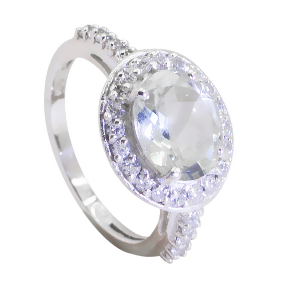 Green Amethyst Halo Japanese 925 Silver Green Gemstones Whisper thin Sophisticated Ring Jewelry