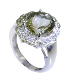 Green Amethyst Halo Moroccan 925 Sterling Silver Green Gems Eye catching Abstract Ring Jewelry