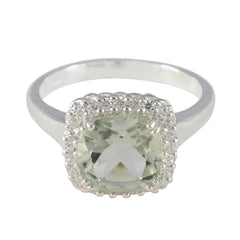 Green Amethyst Halo African 925 Sterling Silver Green Gemstones Classic Luxurious Ring Jewellery