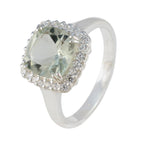 Green Amethyst Halo African 925 Sterling Silver Green Gemstones Classic Luxurious Ring Jewellery