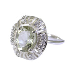 Green Amethyst Halo Indian 92.5 Silver Green Gems Featherlight Feminine Ring Jewelry