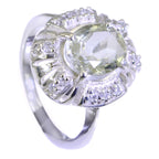 Green Amethyst Halo Indian 92.5 Silver Green Gems Featherlight Feminine Ring Jewelry