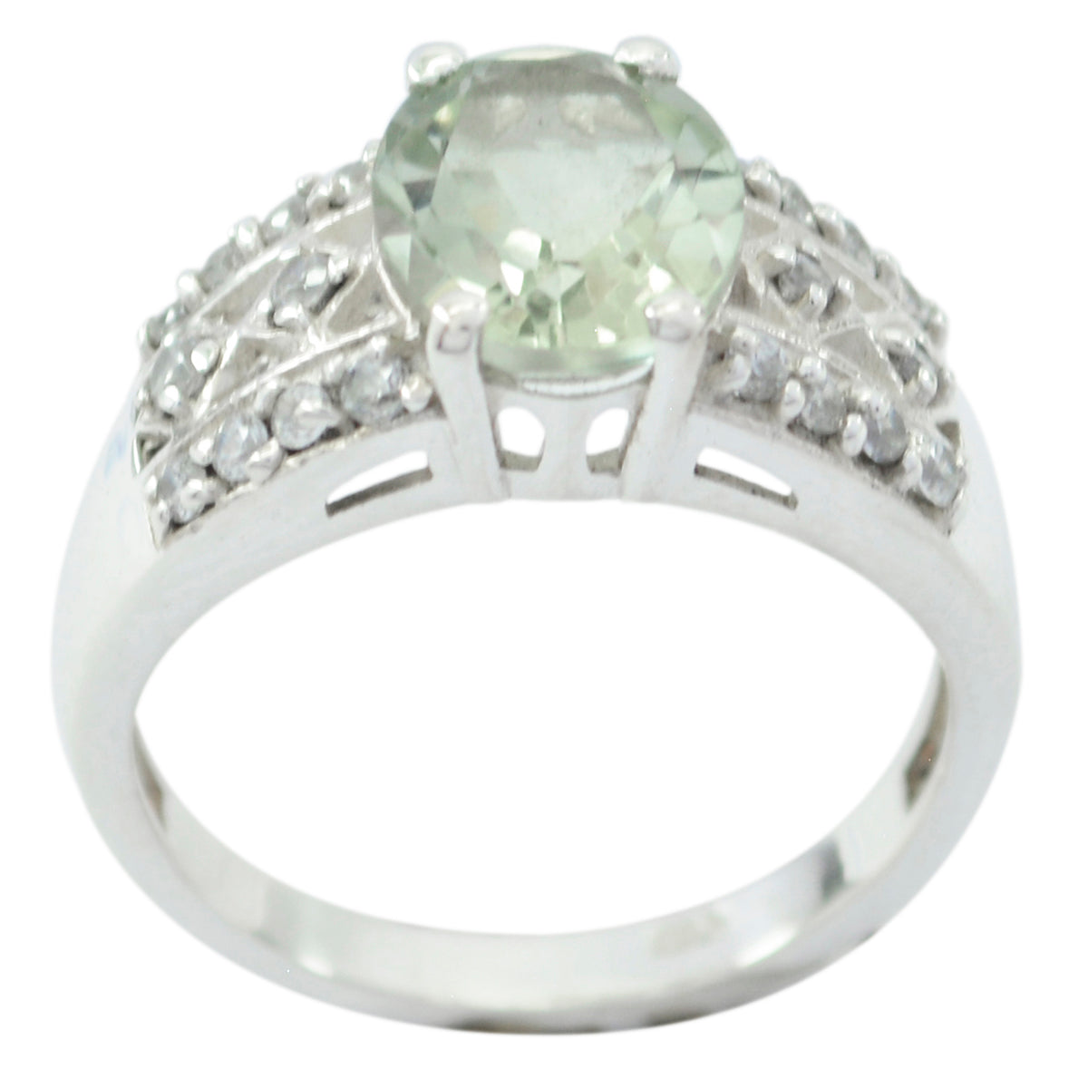 Green Amethyst Halo Moroccan 925 Silver Green Gems Tiny Sophisticated Ring Jewelry Huvudsaklig produktbild
