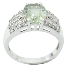 Green Amethyst Halo Moroccan 925 Silver Green Gems Tiny Sophisticated Ring Jewelry