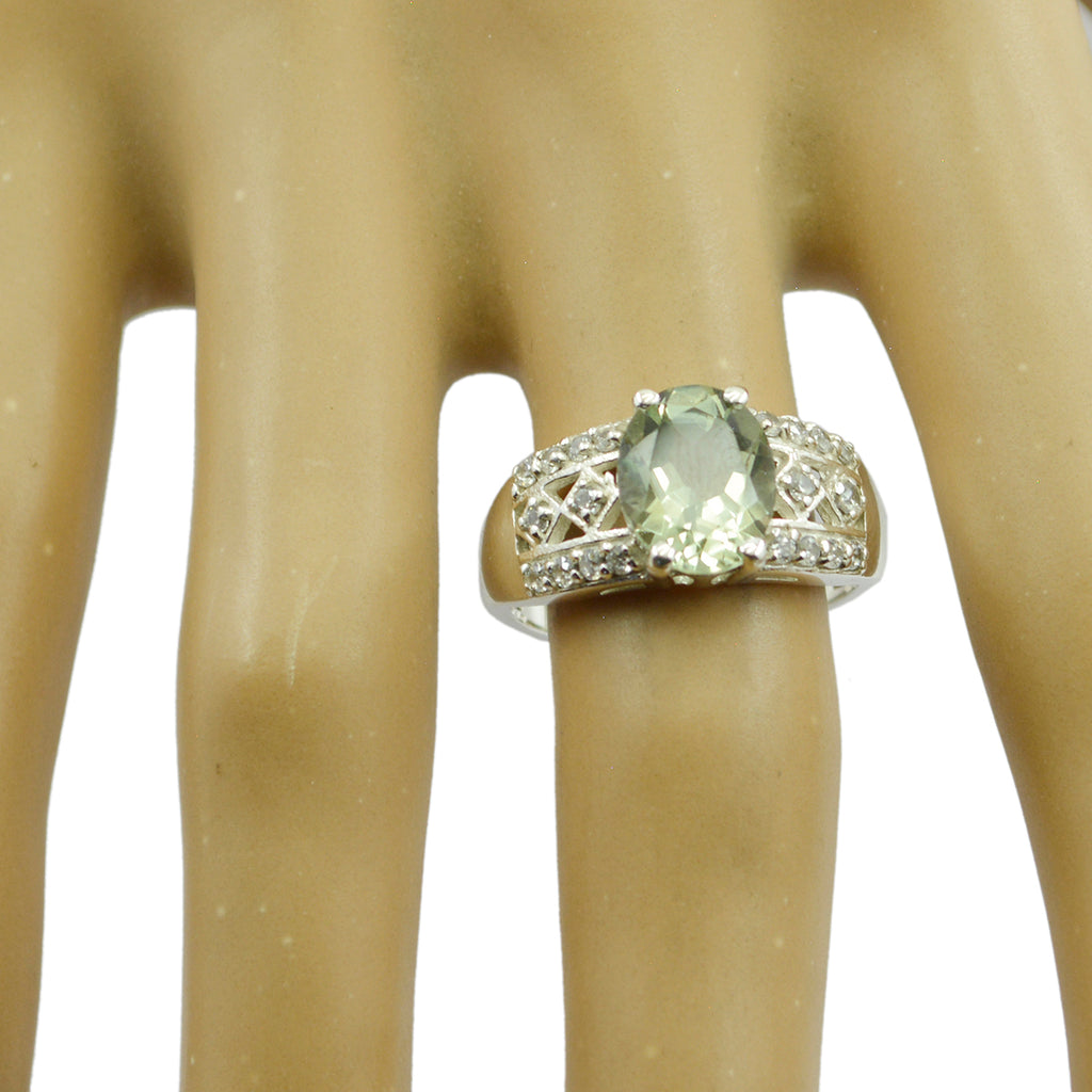 Green Amethyst Halo Moroccan 925 Silver Green Gems Tiny Sophisticated Ring Jewelry