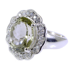 Grüner Amethyst Halo Französisch 92,5 Silber Grüne Edelsteine Edgy Zeitgenössischer Ring Schmuck