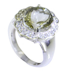 Green Amethyst Halo French 92.5 Silver Green Gems Edgy Contemporary Ring Jewellery