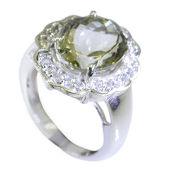 Grüner Amethyst Halo Französisch 92,5 Silber Grüne Edelsteine Edgy Zeitgenössischer Ring Schmuck