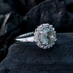 Green Amethyst Halo African 925 Sterling Silver Green Gemstone Slim Graceful Ring Jewellery