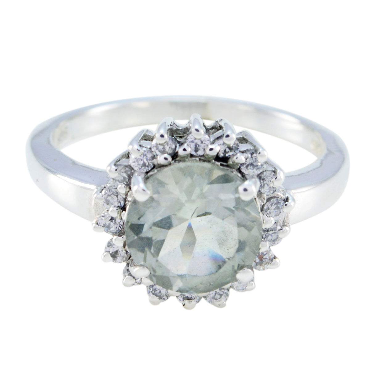 Green Amethyst Halo African 925 Sterling Silver Green Gemstone Slim Graceful Ring Jewellery Huvudsaklig produktbild