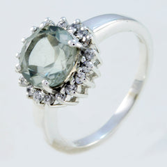 Green Amethyst Halo African 925 Sterling Silver Green Gemstone Slim Graceful Ring Jewellery