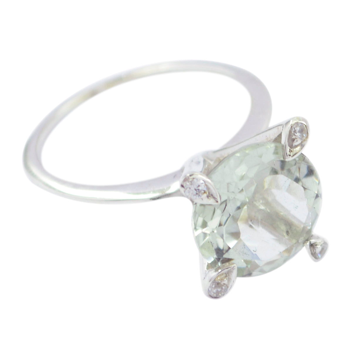 Green Amethyst Halo German Silver Green Gems Slim Artisan Ring Jewellery Главное изображение товара