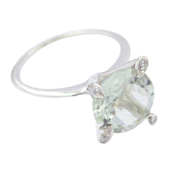Green Amethyst Halo German Silver Green Gems Slim Artisan Ring Jewellery