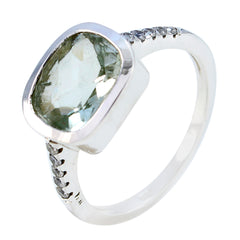 Green Amethyst Halo Egyptian Sterling Silver Green Gemstones Featherlight Graceful Ring Jewellery