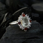 Green Amethyst Halo Egyptian 92.5 Silver Green Gems Eye catching Trendy Ring Jewelry