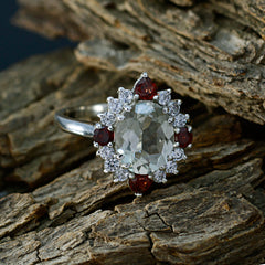 Green Amethyst Halo Egyptian 92.5 Silver Green Gems Eye catching Trendy Ring Jewelry