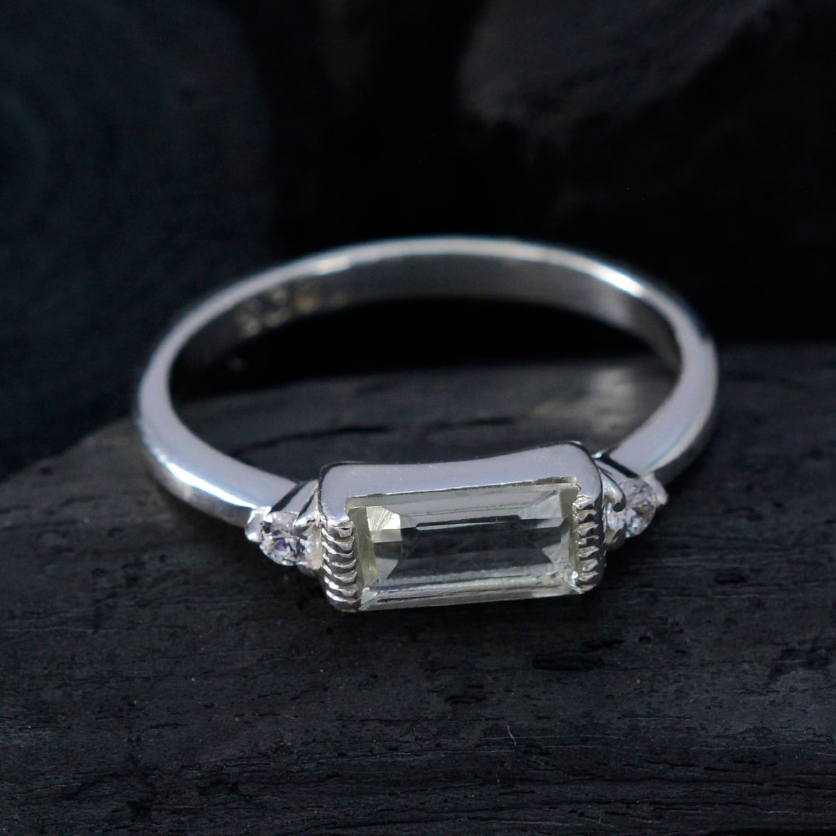 Green Amethyst Halo Korean 92.5 Silver Green Gems Delicate Fairytale Ring Jewelry