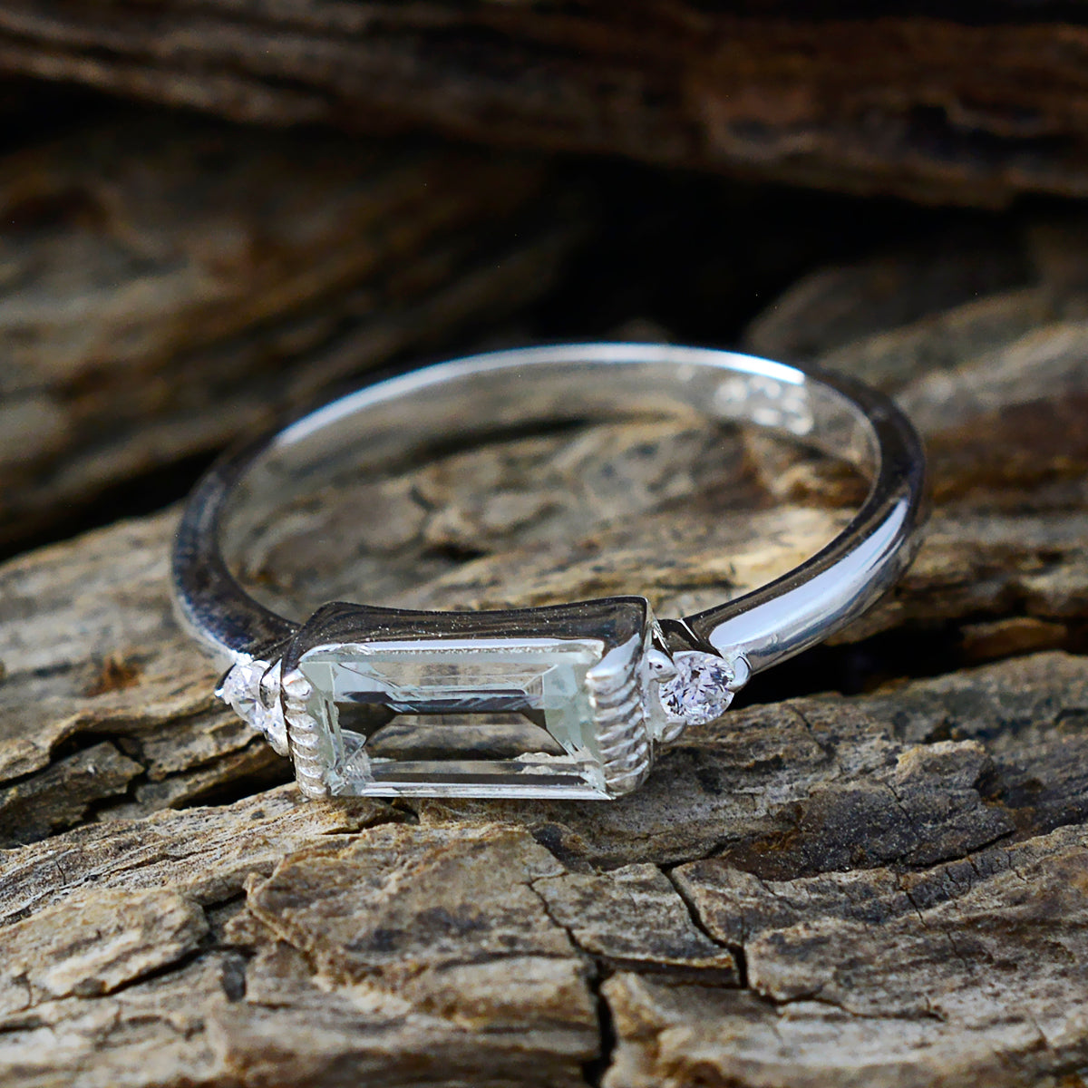 Green Amethyst Halo Korean 92.5 Silver Green Gems Delicate Fairytale Ring Jewelry