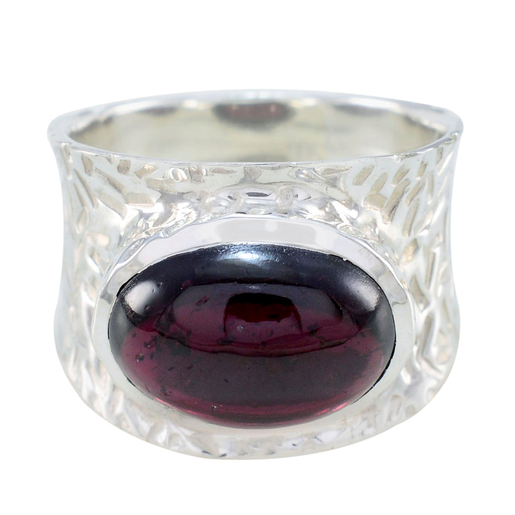 Garnet Solitaire Russian Silver Red Gemstone Essential  engravings Ring Jewelry
