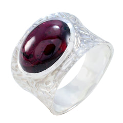 Garnet Solitaire Russian Silver Red Gemstone Essential  engravings Ring Jewelry