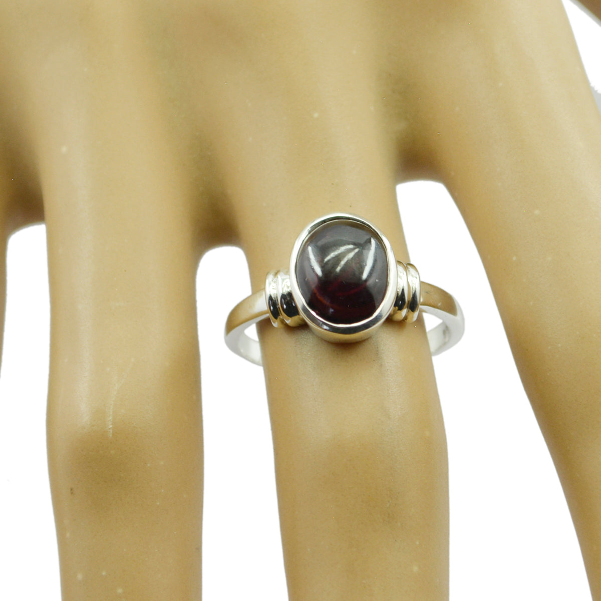 Granaat Solitaire Marokkaanse 92,5 Zilveren Rode Edelsteen Klassieke Sprookjesachtige Ring Sieraden Secundaire afbeelding