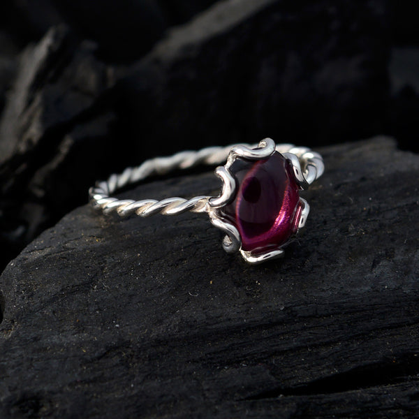 Garnet Solitaire American Silver Red Gems Elegant  Twist Ring Jewelry