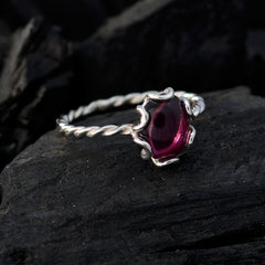 Garnet Solitaire American Silver Red Gems Elegant  Twist Ring Jewelry