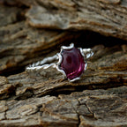 Garnet Solitaire American Silver Red Gems Elegant  Twist Ring Jewelry