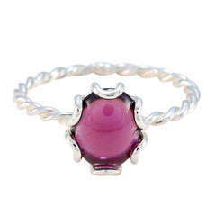 Garnet Solitaire American Silver Red Gems Elegant  Twist Ring Jewelry