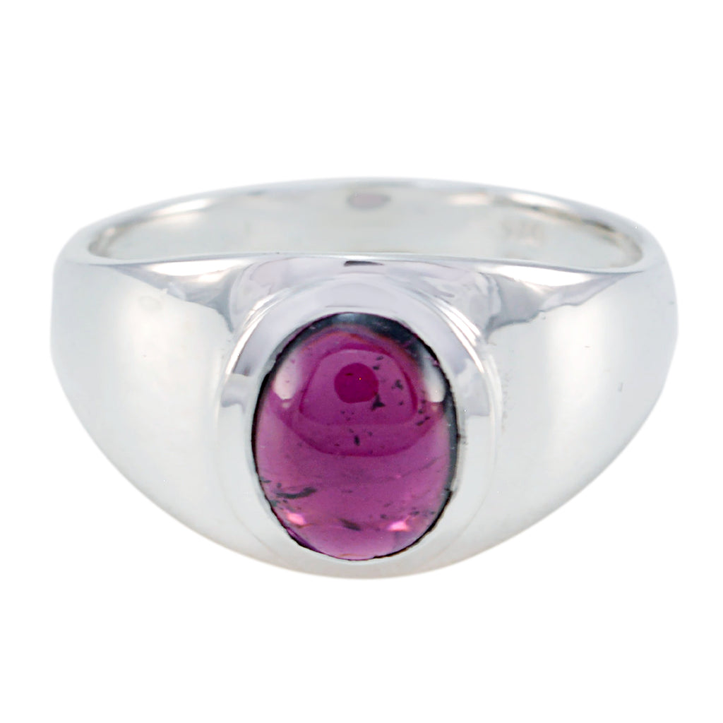 Garnet Solitaire French 925 Silver Red Gemstone Minimal Contemporary Ring Jewelry