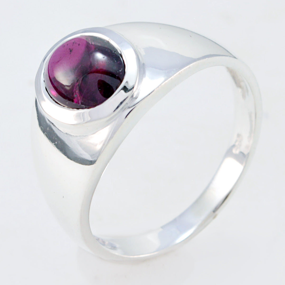 Garnet Solitaire French 925 Silver Red Gemstone Minimal Contemporary Ring Jewelry Secondary image