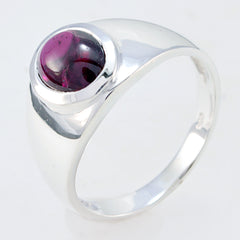 Garnet Solitaire French 925 Silver Red Gemstone Minimal Contemporary Ring Jewelry