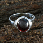 Garnet Solitaire French Silver Red Gemstones Minimal Boho Ring Jewellery
