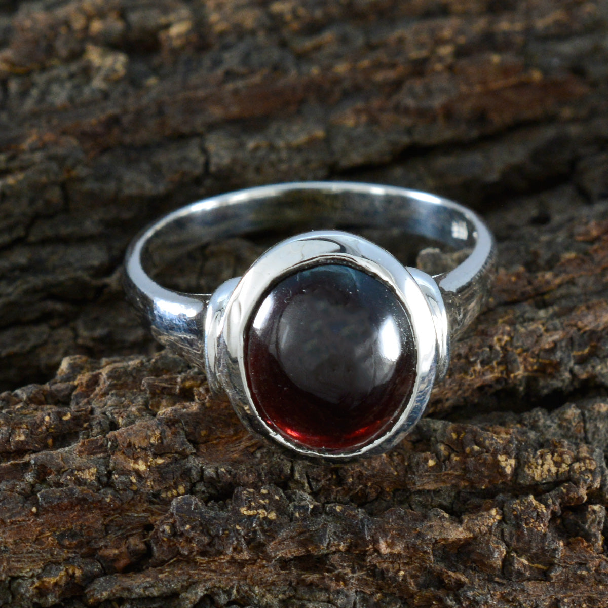 Garnet Solitaire French Silver Red Gemstones Minimal Boho Ring Jewellery