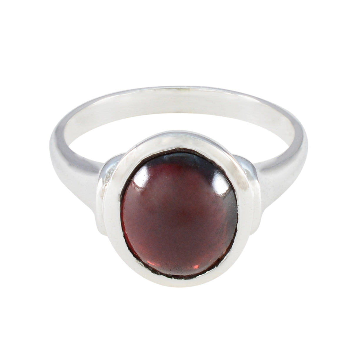 Garnet Solitaire French Silver Red Gemstones Minimal Boho Ring Jewellery Image principale du produit
