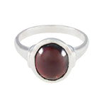 Garnet Solitaire French Silver Red Gemstones Minimal Boho Ring Jewellery