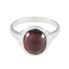 Garnet Solitaire French Silver Red Gemstones Minimal Boho Ring Jewellery