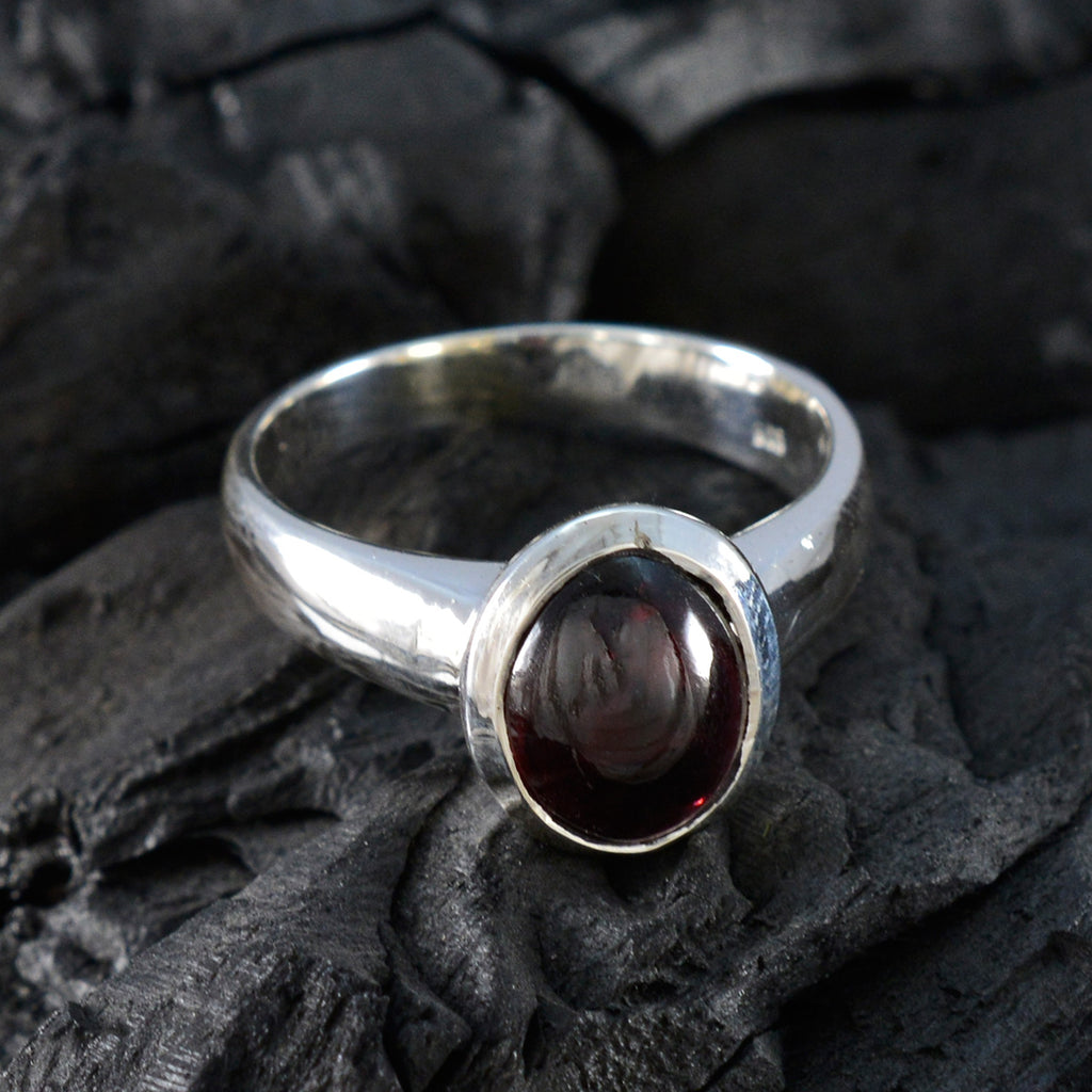 Garnet Solitaire Moroccan 925 Sterling Silver Red Gems Classic Luxurious Ring Jewelry