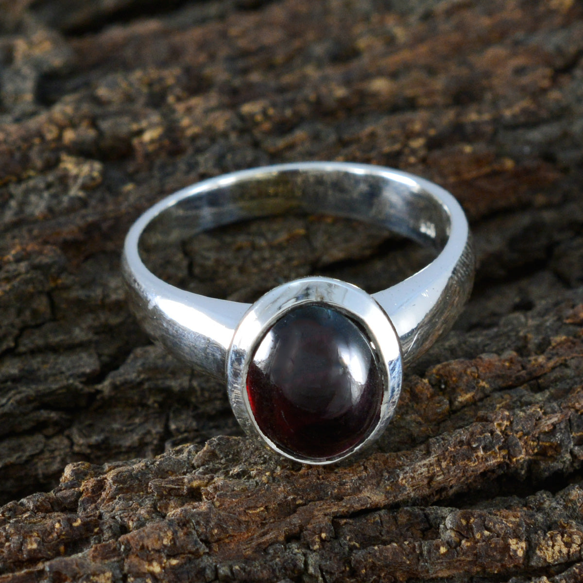 Garnet Solitaire Moroccan 925 Sterling Silver Red Gems Classic Luxurious Ring Jewelry