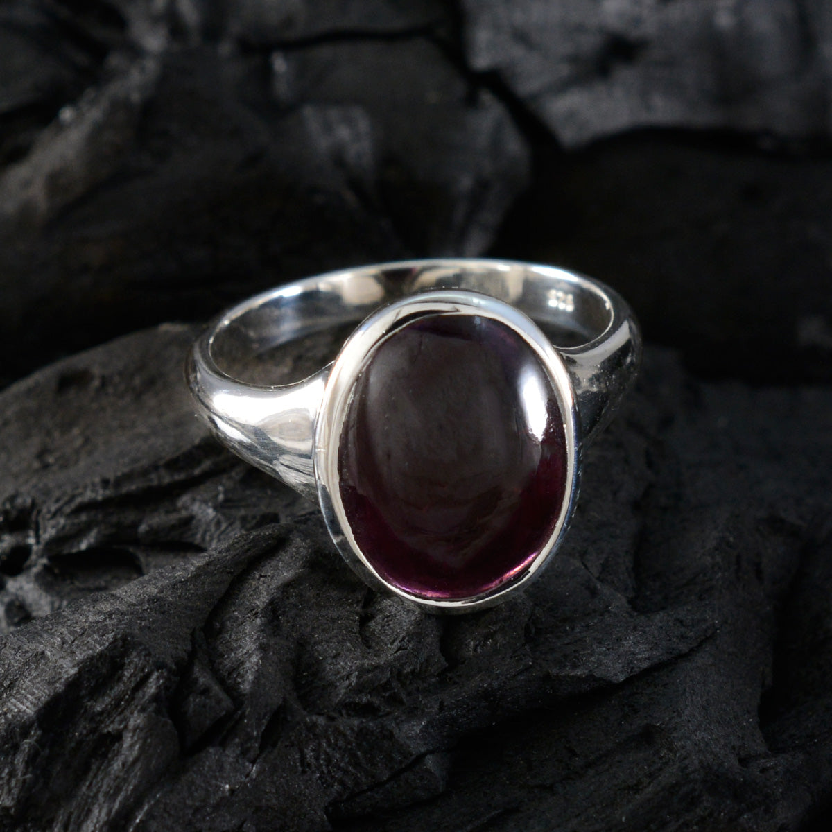 Garnet Solitaire Indian 925 Sterling Silver Red Gemstone Minimal Boho Ring Jewellery