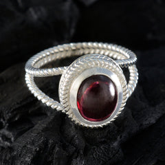 Garnet Solitaire Mexican Sterling Silver Red Gemstone Classic Rope Wire Ring Jewellery