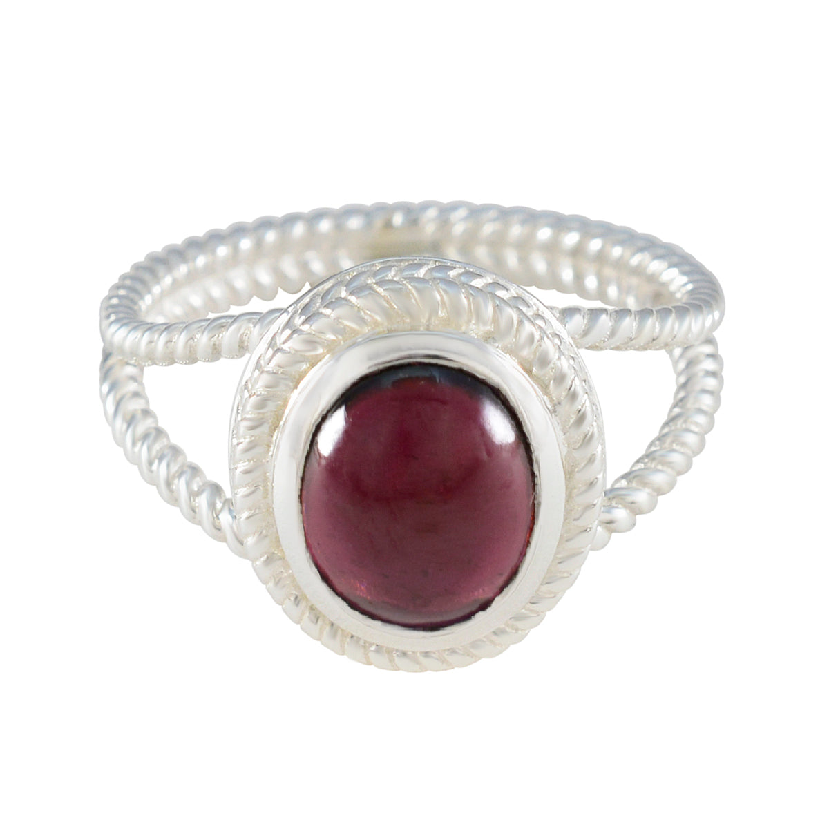 Garnet Solitaire Mexican Sterling Silver Red Gemstone Classic Rope Wire Ring Jewellery Главное изображение товара